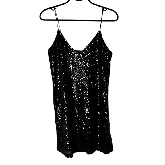 Anthropologie Jack by BB Dakota Black Sequin Sedgwick Slip Dress- Size Small - Picture 5 of 13